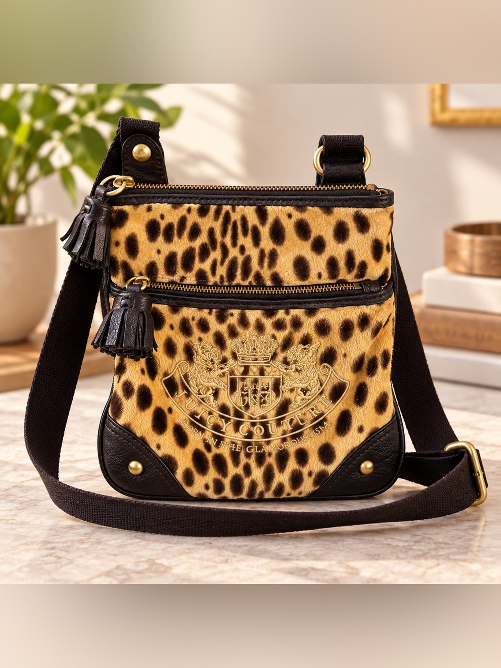 Y2K Juicy Couture Leopard Print Crossbody Bag
